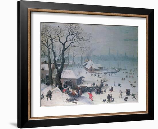 Winter Landscape with Snowfall Near Antwerp-Lucas van Valckenborch-Framed Giclee Print