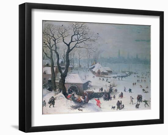 Winter Landscape with Snowfall Near Antwerp-Lucas van Valckenborch-Framed Giclee Print