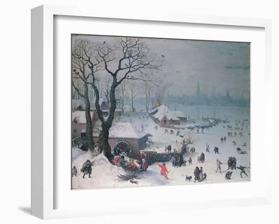 Winter Landscape with Snowfall Near Antwerp-Lucas van Valckenborch-Framed Giclee Print