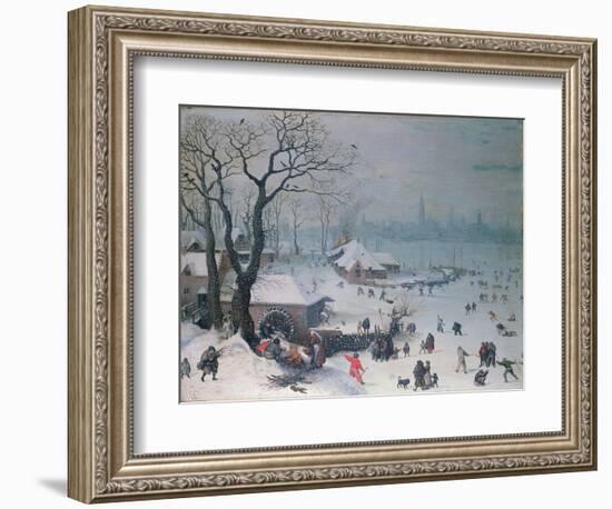 Winter Landscape with Snowfall Near Antwerp-Lucas van Valckenborch-Framed Giclee Print