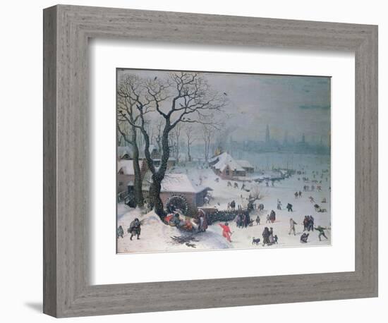 Winter Landscape with Snowfall Near Antwerp-Lucas van Valckenborch-Framed Giclee Print