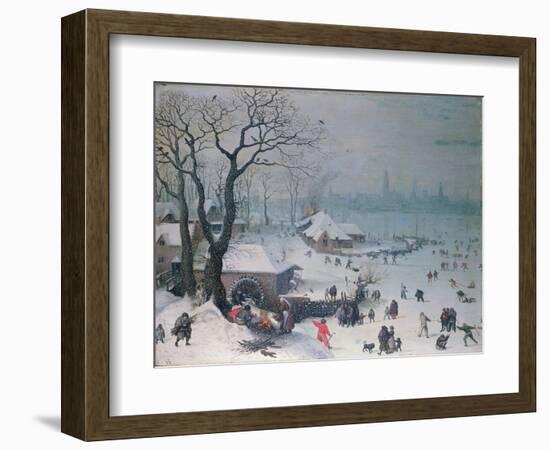 Winter Landscape with Snowfall Near Antwerp-Lucas van Valckenborch-Framed Giclee Print