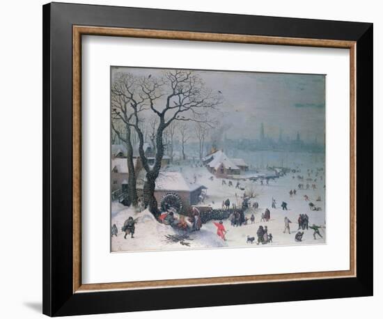 Winter Landscape with Snowfall Near Antwerp-Lucas van Valckenborch-Framed Giclee Print