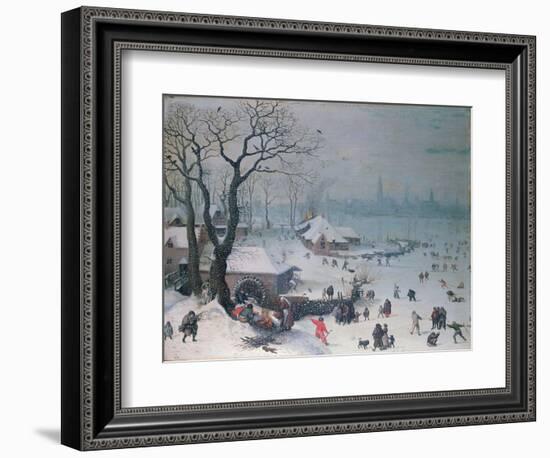 Winter Landscape with Snowfall Near Antwerp-Lucas van Valckenborch-Framed Giclee Print