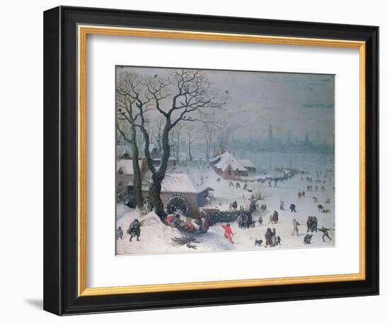 Winter Landscape with Snowfall Near Antwerp-Lucas van Valckenborch-Framed Giclee Print