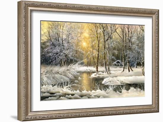 Winter Landscape With The Wood River-balaikin2009-Framed Art Print