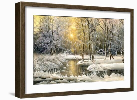 Winter Landscape With The Wood River-balaikin2009-Framed Art Print