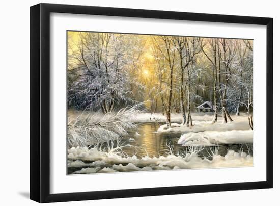 Winter Landscape With The Wood River-balaikin2009-Framed Art Print