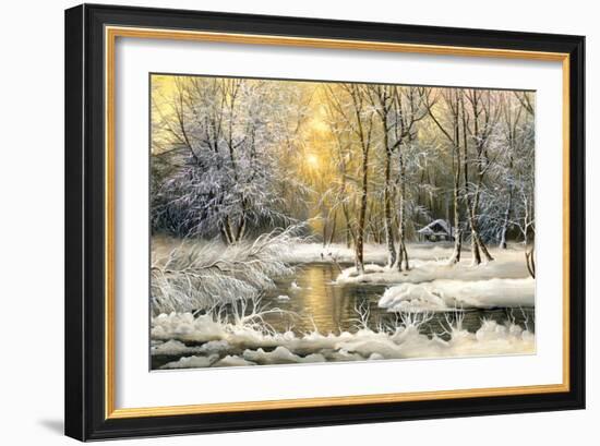 Winter Landscape With The Wood River-balaikin2009-Framed Art Print