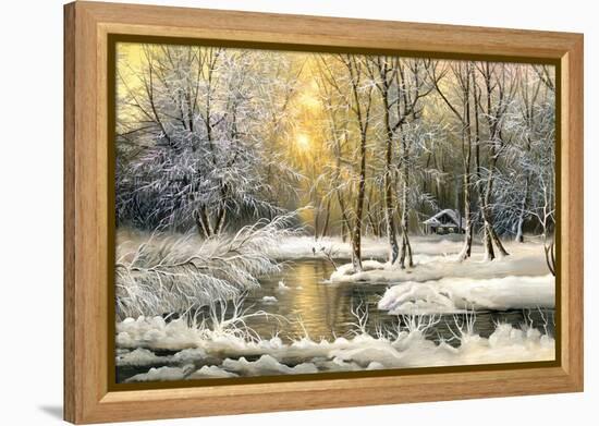 Winter Landscape With The Wood River-balaikin2009-Framed Stretched Canvas