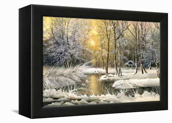 Winter Landscape With The Wood River-balaikin2009-Framed Stretched Canvas