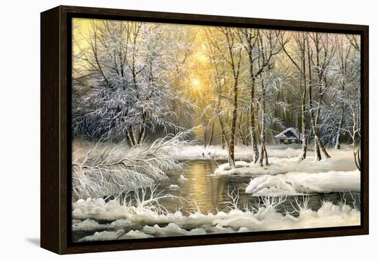 Winter Landscape With The Wood River-balaikin2009-Framed Stretched Canvas