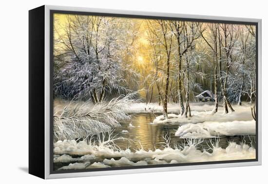 Winter Landscape With The Wood River-balaikin2009-Framed Stretched Canvas