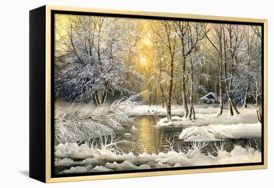 Winter Landscape With The Wood River-balaikin2009-Framed Stretched Canvas