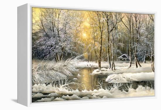 Winter Landscape With The Wood River-balaikin2009-Framed Stretched Canvas