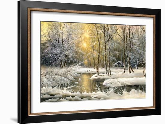 Winter Landscape With The Wood River-balaikin2009-Framed Premium Giclee Print