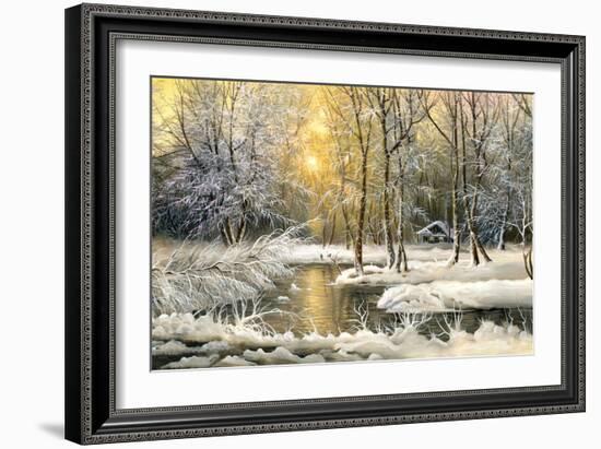 Winter Landscape With The Wood River-balaikin2009-Framed Premium Giclee Print