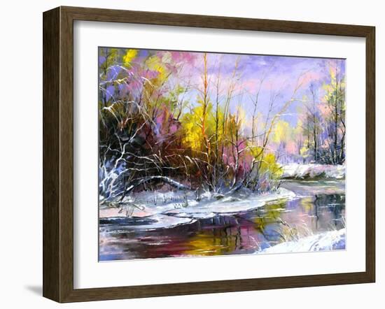 Winter Landscape With The Wood River-balaikin2009-Framed Art Print