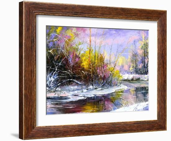 Winter Landscape With The Wood River-balaikin2009-Framed Art Print