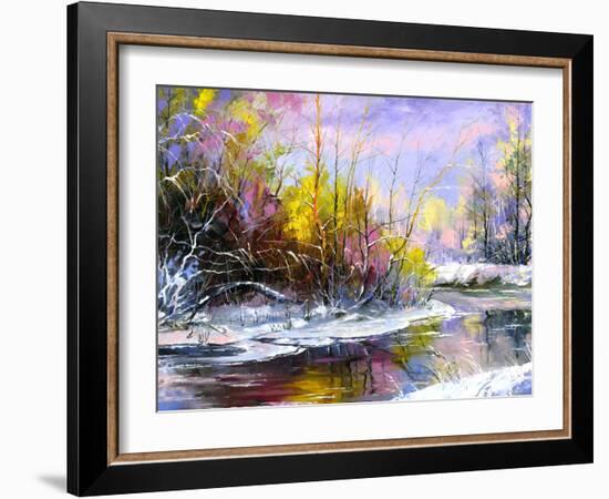 Winter Landscape With The Wood River-balaikin2009-Framed Art Print