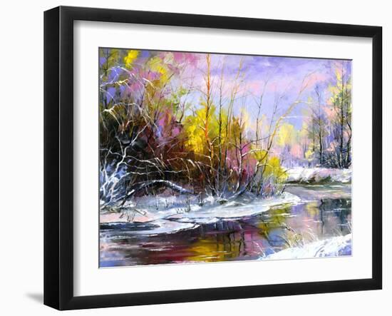 Winter Landscape With The Wood River-balaikin2009-Framed Art Print