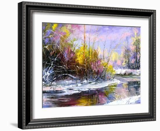 Winter Landscape With The Wood River-balaikin2009-Framed Art Print