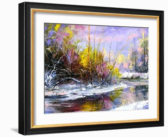 Winter Landscape With The Wood River-balaikin2009-Framed Art Print