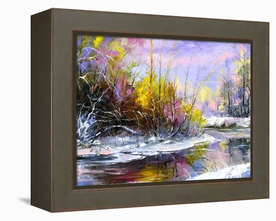 Winter Landscape With The Wood River-balaikin2009-Framed Stretched Canvas