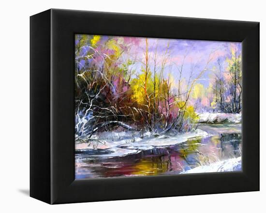 Winter Landscape With The Wood River-balaikin2009-Framed Stretched Canvas