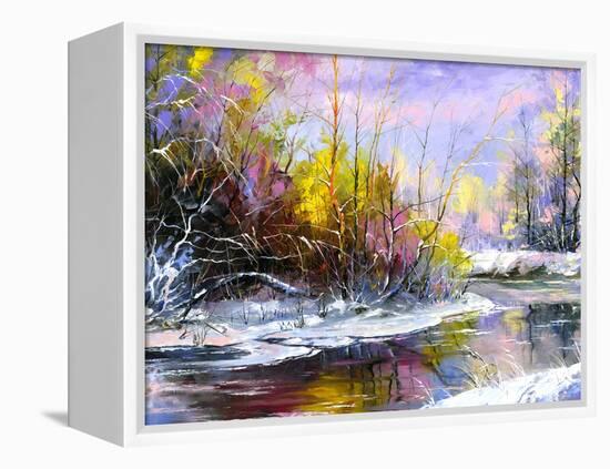 Winter Landscape With The Wood River-balaikin2009-Framed Stretched Canvas