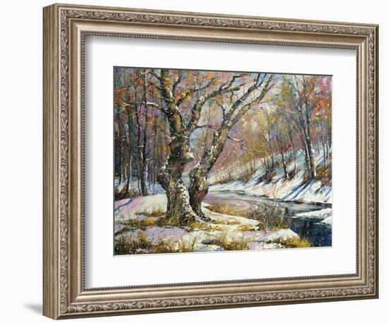 Winter Landscape With Wood And The River-balaikin2009-Framed Premium Giclee Print