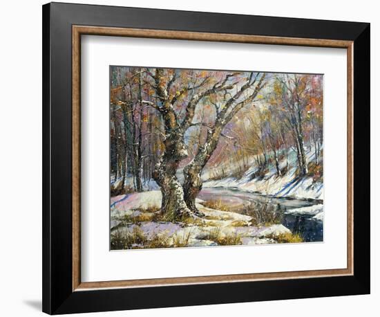 Winter Landscape With Wood And The River-balaikin2009-Framed Premium Giclee Print