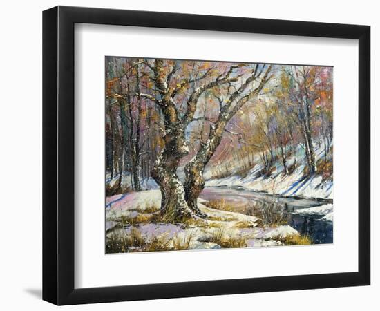 Winter Landscape With Wood And The River-balaikin2009-Framed Premium Giclee Print