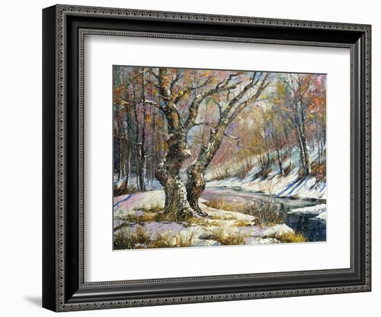 Winter Landscape With Wood And The River-balaikin2009-Framed Premium Giclee Print