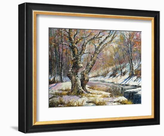 Winter Landscape With Wood And The River-balaikin2009-Framed Premium Giclee Print