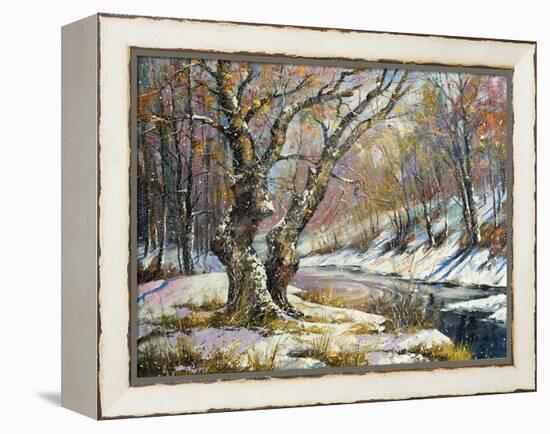 Winter Landscape With Wood And The River-balaikin2009-Framed Stretched Canvas