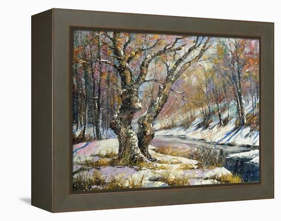 Winter Landscape With Wood And The River-balaikin2009-Framed Stretched Canvas