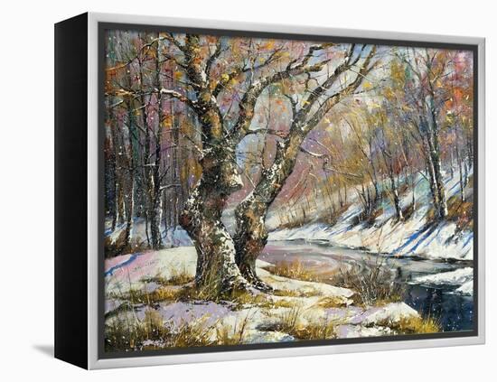 Winter Landscape With Wood And The River-balaikin2009-Framed Stretched Canvas