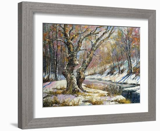 Winter Landscape With Wood And The River-balaikin2009-Framed Art Print