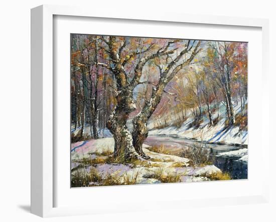 Winter Landscape With Wood And The River-balaikin2009-Framed Art Print