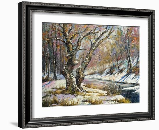 Winter Landscape With Wood And The River-balaikin2009-Framed Art Print