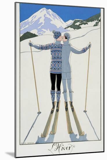 Winter: Lovers in the Snow, Fashion Plate from "Twentieth Century France," 1925-Georges Barbier-Mounted Giclee Print