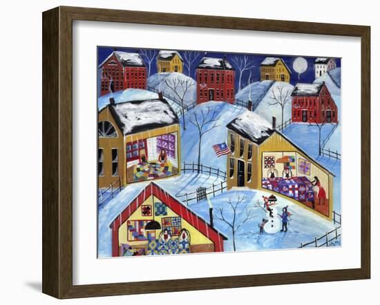 Winter Moon Quilter Village-Cheryl Bartley-Framed Giclee Print