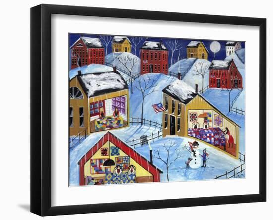 Winter Moon Quilter Village-Cheryl Bartley-Framed Giclee Print