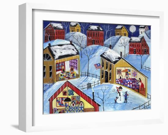 Winter Moon Quilter Village-Cheryl Bartley-Framed Giclee Print