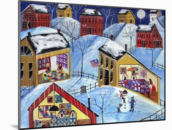 Winter Moon Quilter Village-Cheryl Bartley-Mounted Giclee Print