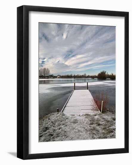 Winter Morning at Mallard Lake at the Lower Moor Farm Nature Reserve-David Hall-Framed Photographic Print