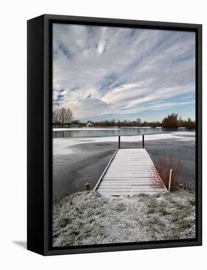 Winter Morning at Mallard Lake at the Lower Moor Farm Nature Reserve-David Hall-Framed Premier Image Canvas