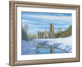 Winter Morning - Fountains Abbey Yorkshire-Richard Harpum-Framed Art Print