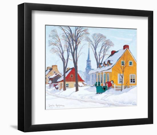 Winter Morning in Baie-St-Paul-Clarence Alphonse Gagnon-Framed Premium Giclee Print